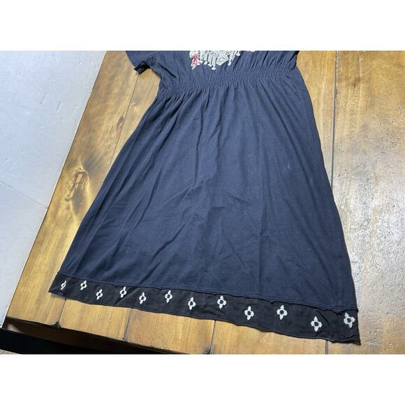 Johnny Was Floral Embroidered Cotton Mini Dress Size Small Black - Picture 4 of 11